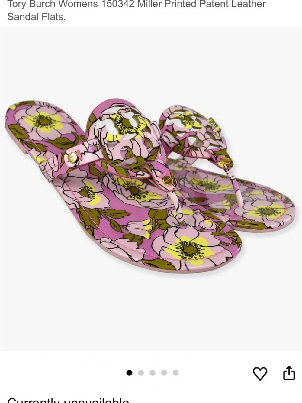 Tory Burch Miller Printed Patent Floral Leather Size 7.5